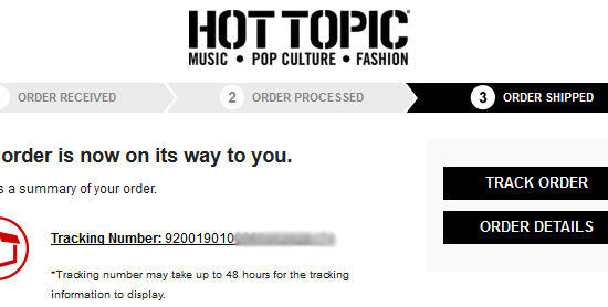Hot Topic Shipping Confirmation Email | Brand Experience Project
