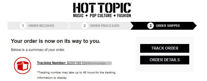 Hot Topic Shipping Confirmation Email | Brand Experience Project