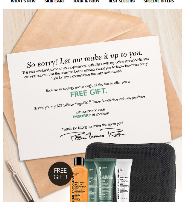 Peter Thomas Roth “Sorry” Email | Brand Experience Project
