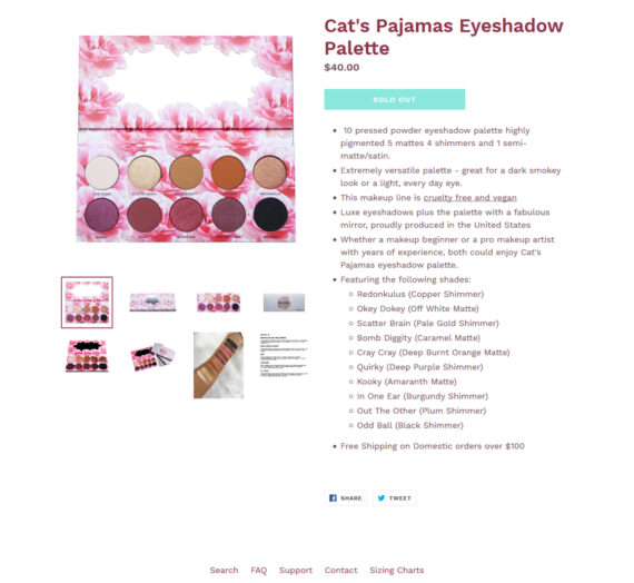 Laura Lee Los Angeles Cat’s Pajamas Palette Website | Brand Experience Project